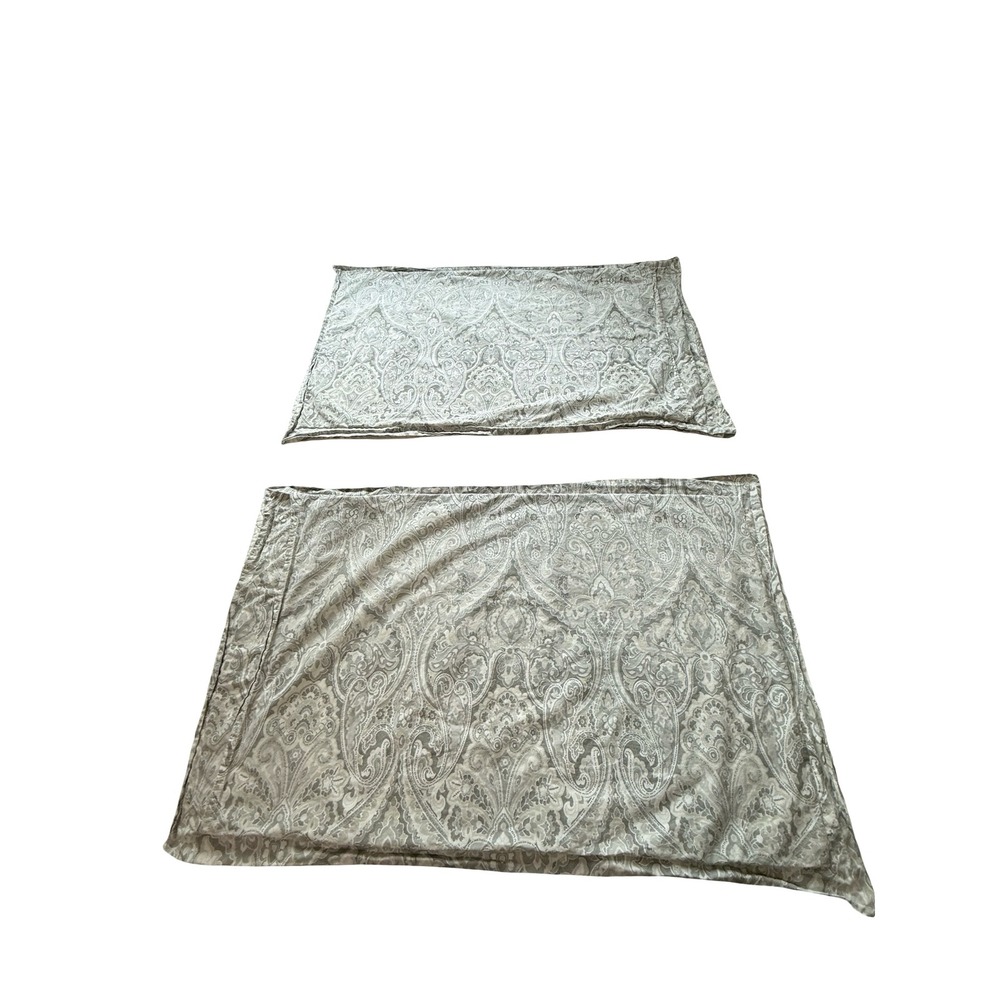 Pottery Barn King Sham Set Grey White Paisley 100% Cotton replacement Mackenna